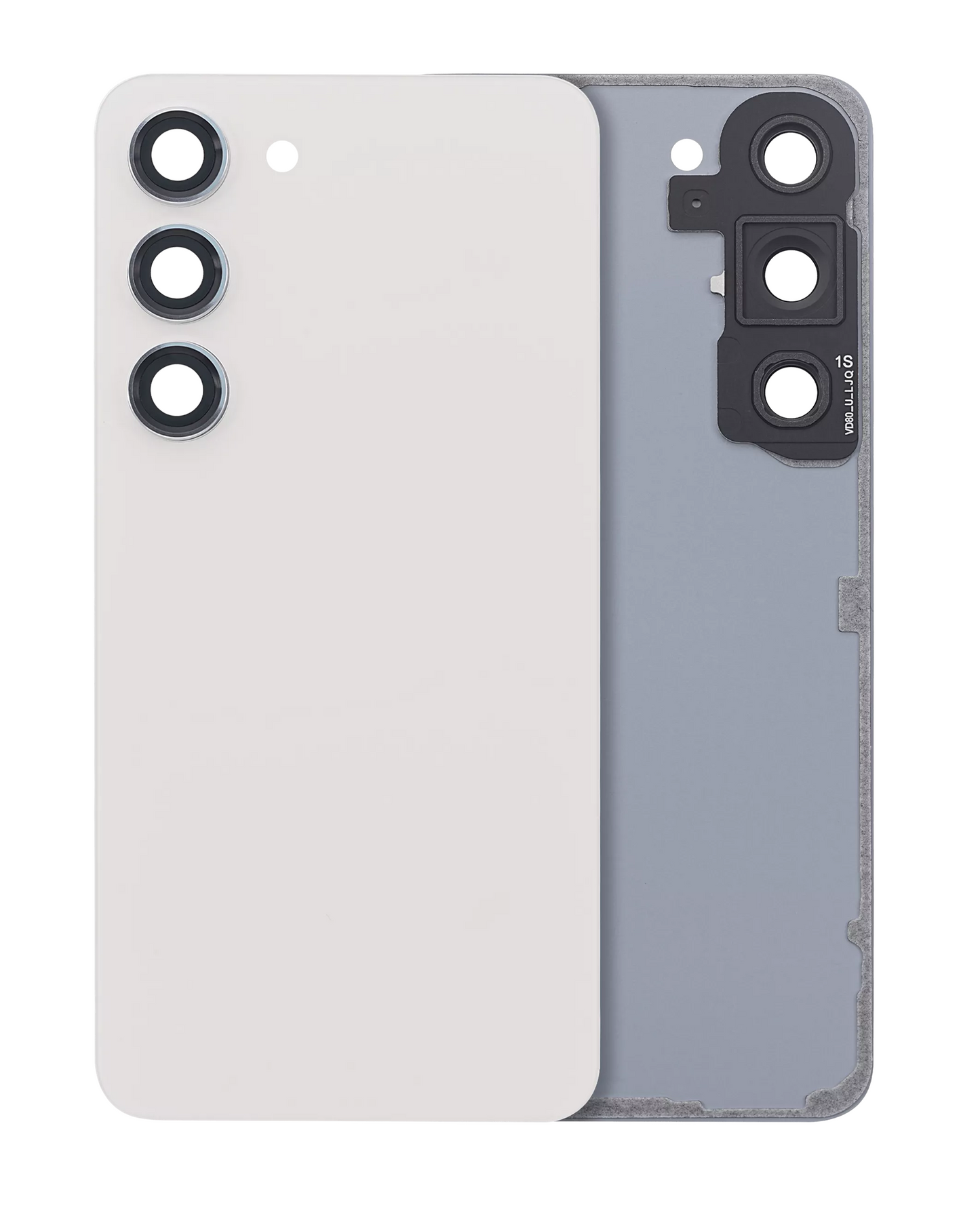 Back Cover Glass With Camera Lens For Samsung Galaxy S23 5G (No Logo) (Aftermarket Plus) (Cream)