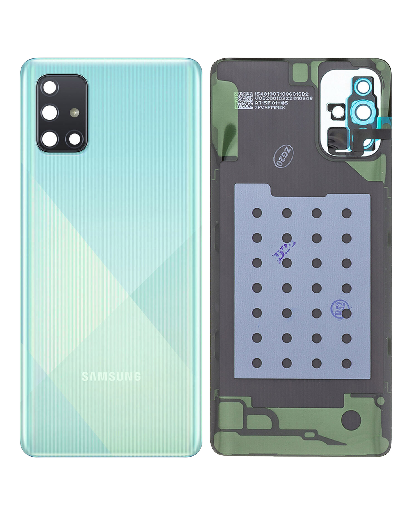 Back Cover Glass With Camera Lens For Samsung Galaxy A71 (A715 / 2020) (Service Pack) (Prism Crush Blue)
