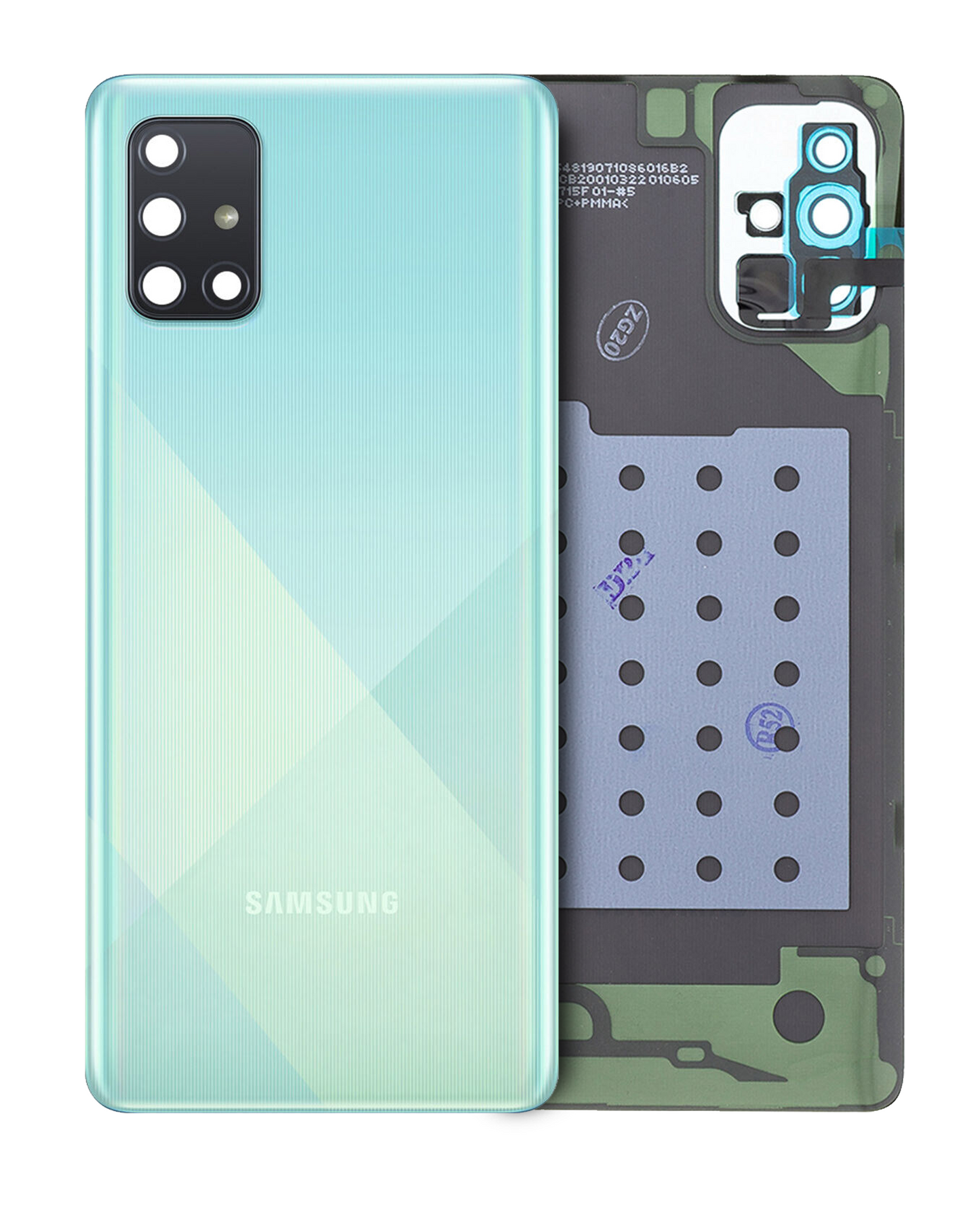 Back Cover Glass With Camera Lens For Samsung Galaxy A71 (A715 / 2020) (Service Pack) (Prism Crush Blue)