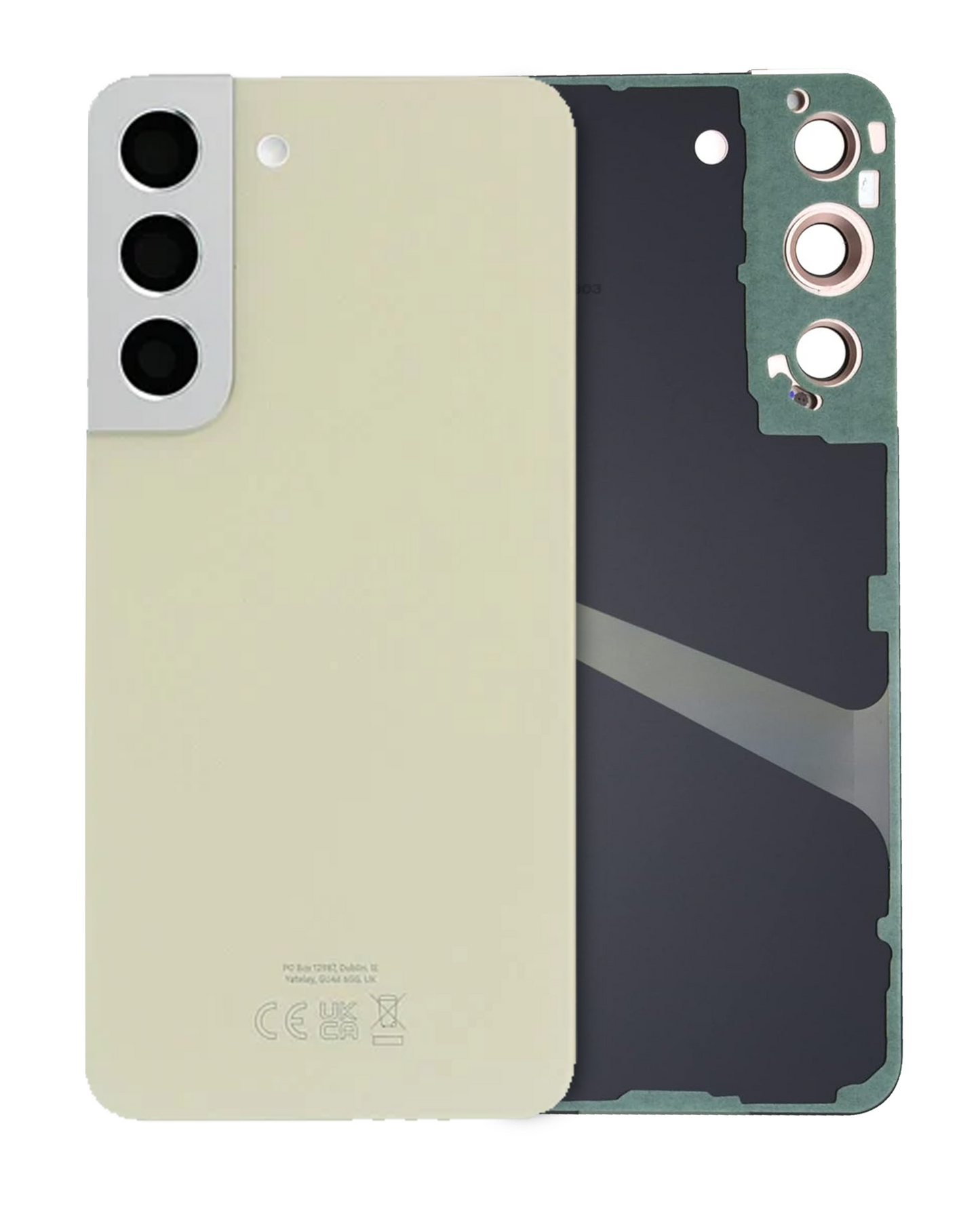 Back Cover Glass With Camera Lens For Samsung Galaxy S22 (Service Pack) (Cream)