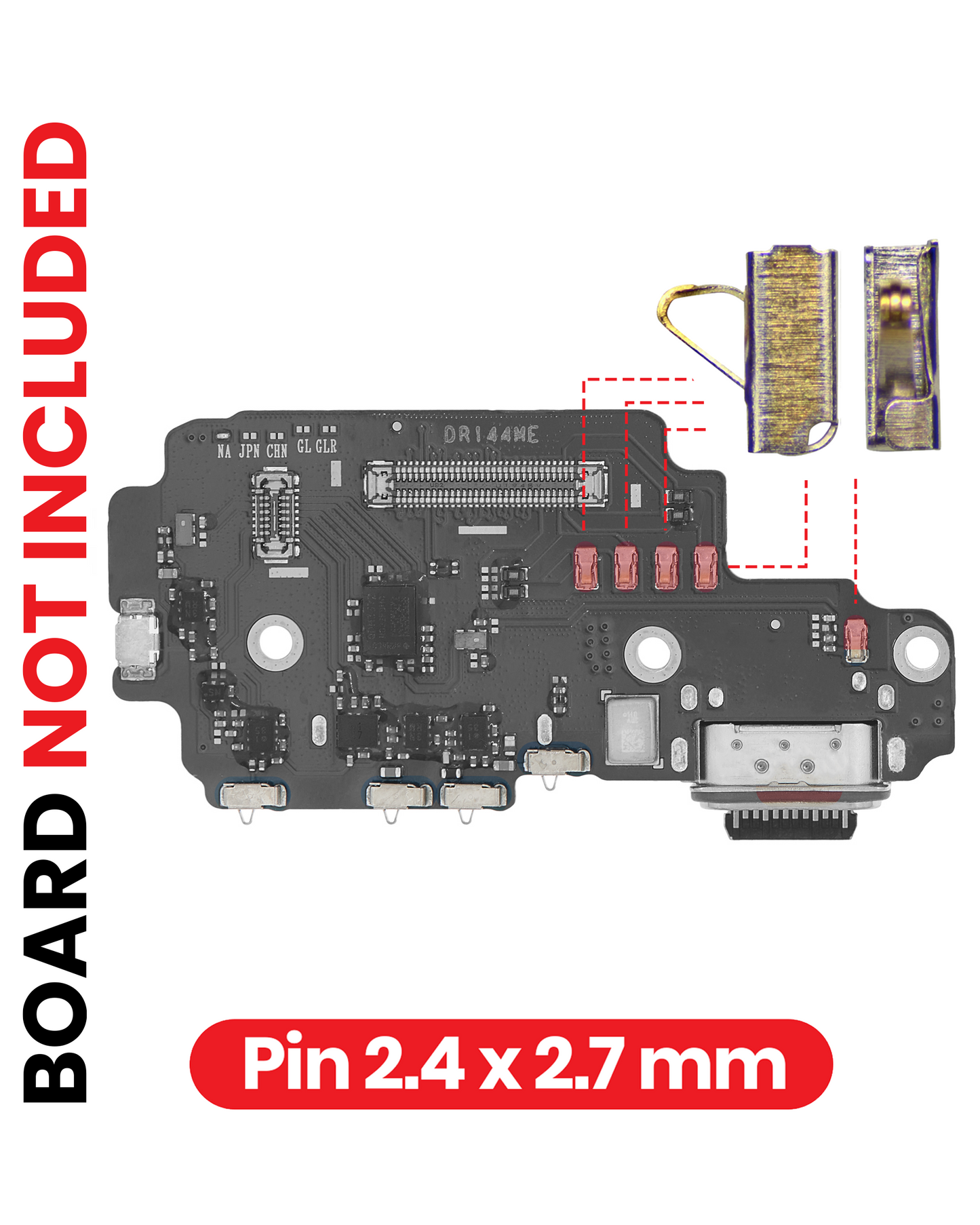 PCB Board Contact Pins For All Samsung Models (Width: 2.4mm / Length: 2.7mm) (100 Pack) replacement part product image 1 - SKU 207082011346