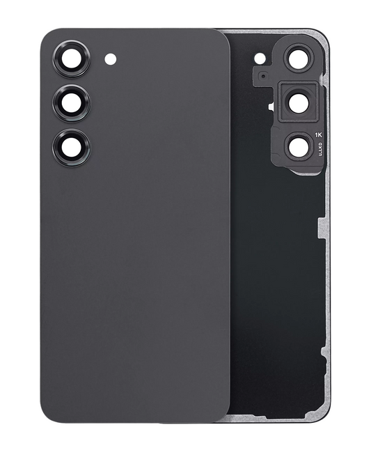 Back Cover Glass With Camera Lens For Samsung Galaxy S23 5G (No Logo) (Aftermarket Plus) (Phantom Black)