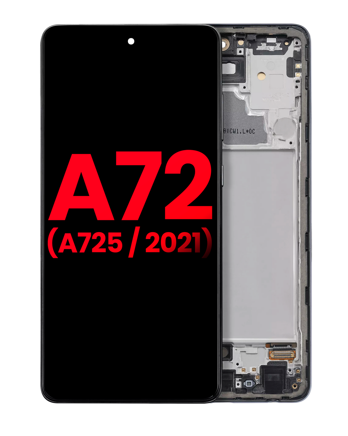 OLED Assembly With Frame For Samsung Galaxy A72 (A725 / 2021) (Aftermarket Plus) (Awesome Black) - product image 1