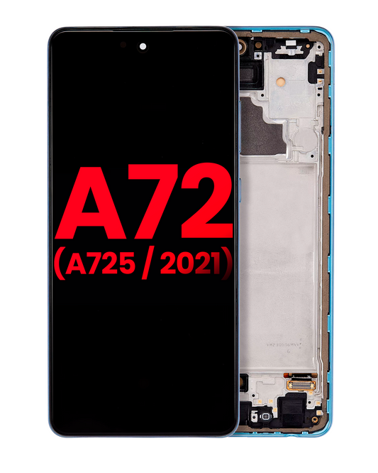 OLED Assembly With Frame For Samsung A72 (A725 / 2021) (6.67") (Aftermarket Plus) (Awesome Blue)