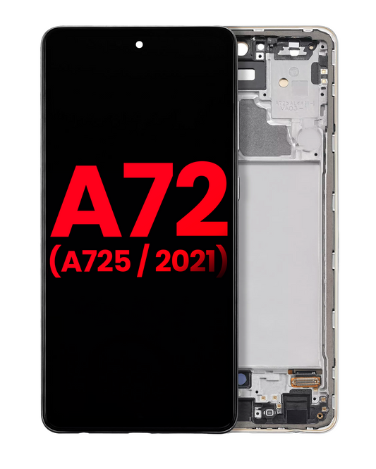 OLED Assembly With Frame For Samsung Galaxy A72 (A725 / 2021) (Aftermarket Plus) (Awesome White) - product image 1