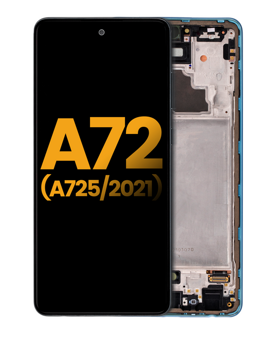 OLED Assembly With Frame For Samsung Galaxy A72 (A725 / 2021) (Refurbished) (Awesome Blue) - product image 1