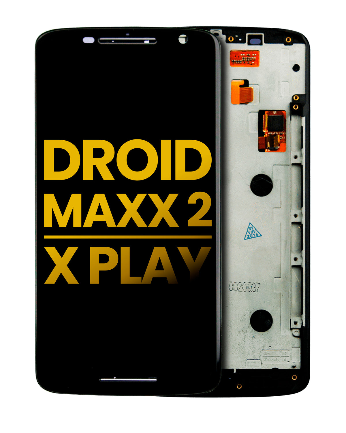 LCD Assembly With Frame for Motorola Droid Maxx 2 (XT1565 / 2015) Refurbished Black - replacement component front view, SKU 107082036903, image 1