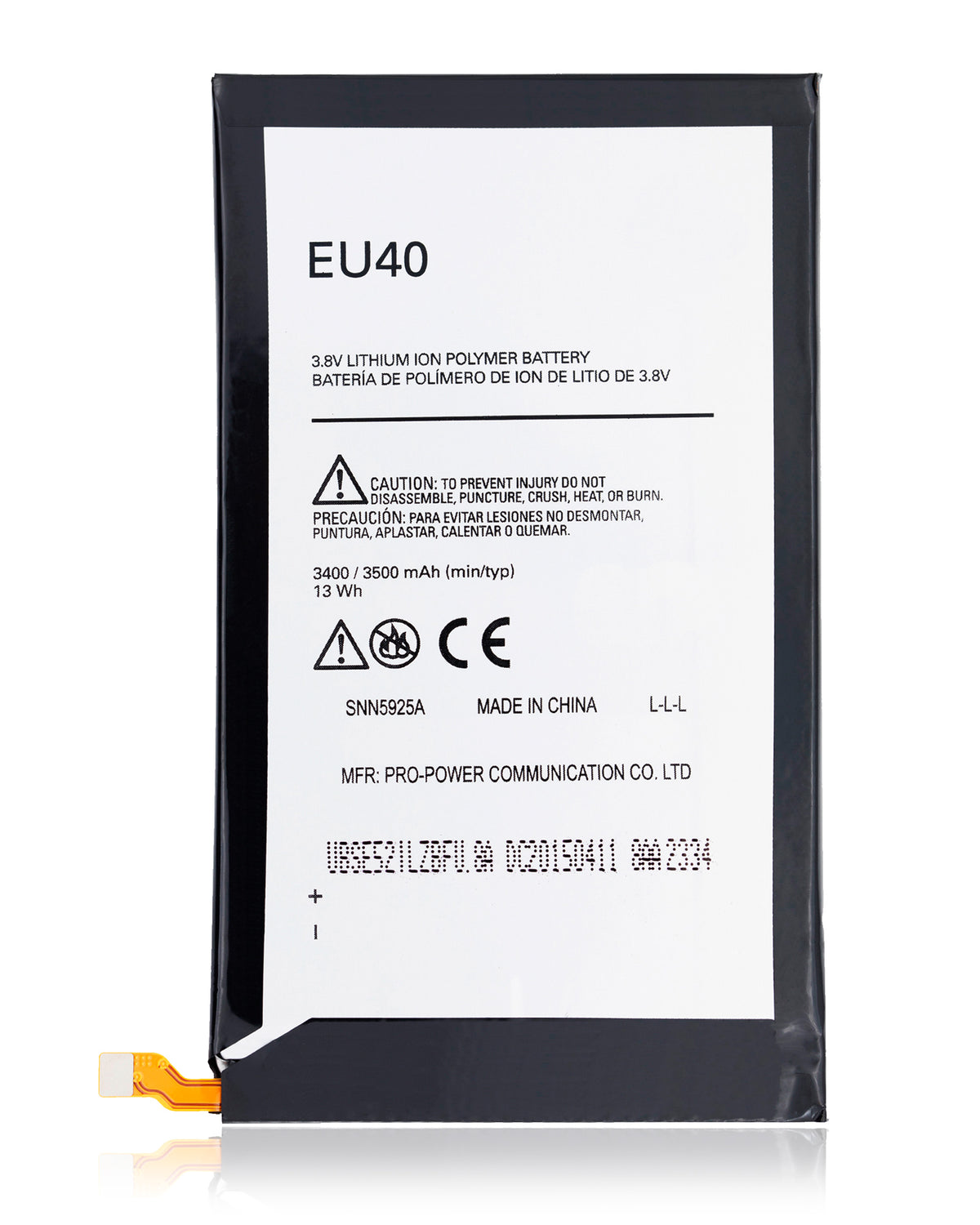 Replacement Battery for Motorola Droid Maxx (XT1080 / 2013) - replacement component front view, SKU 107082030628, image 1