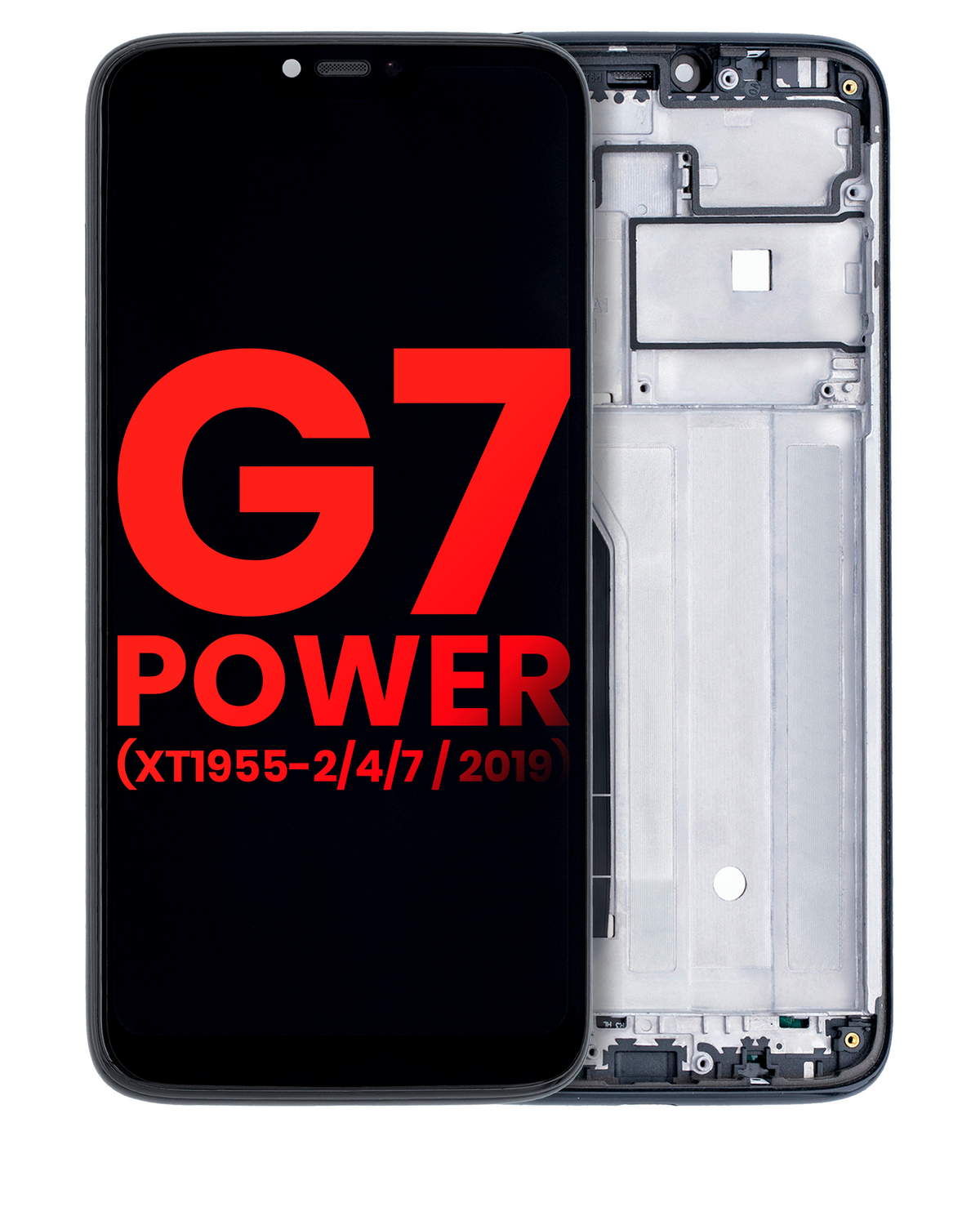 LCD Assembly With Frame For Motorola Moto G7 Power (XT1955-1/2/4/7 / 2019) (International Version) (154MM) (Aftermarket Plus) (Ceramic Black) | compatible mobile phone replacement part | SKU 107082064518 | product image 1