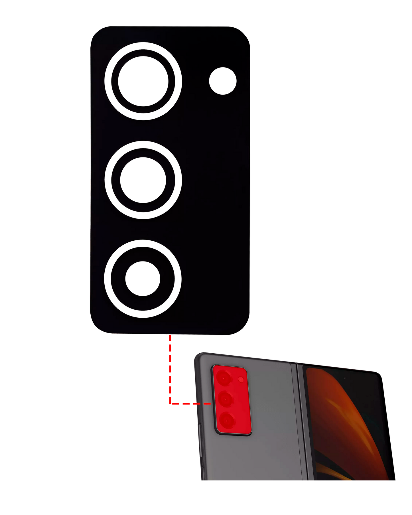 Premium quality Back Camera Lens (Glass Only) With Adhesive For Samsung Galaxy Z Fold 2 5G (Mystic Black) (10 Pack) part