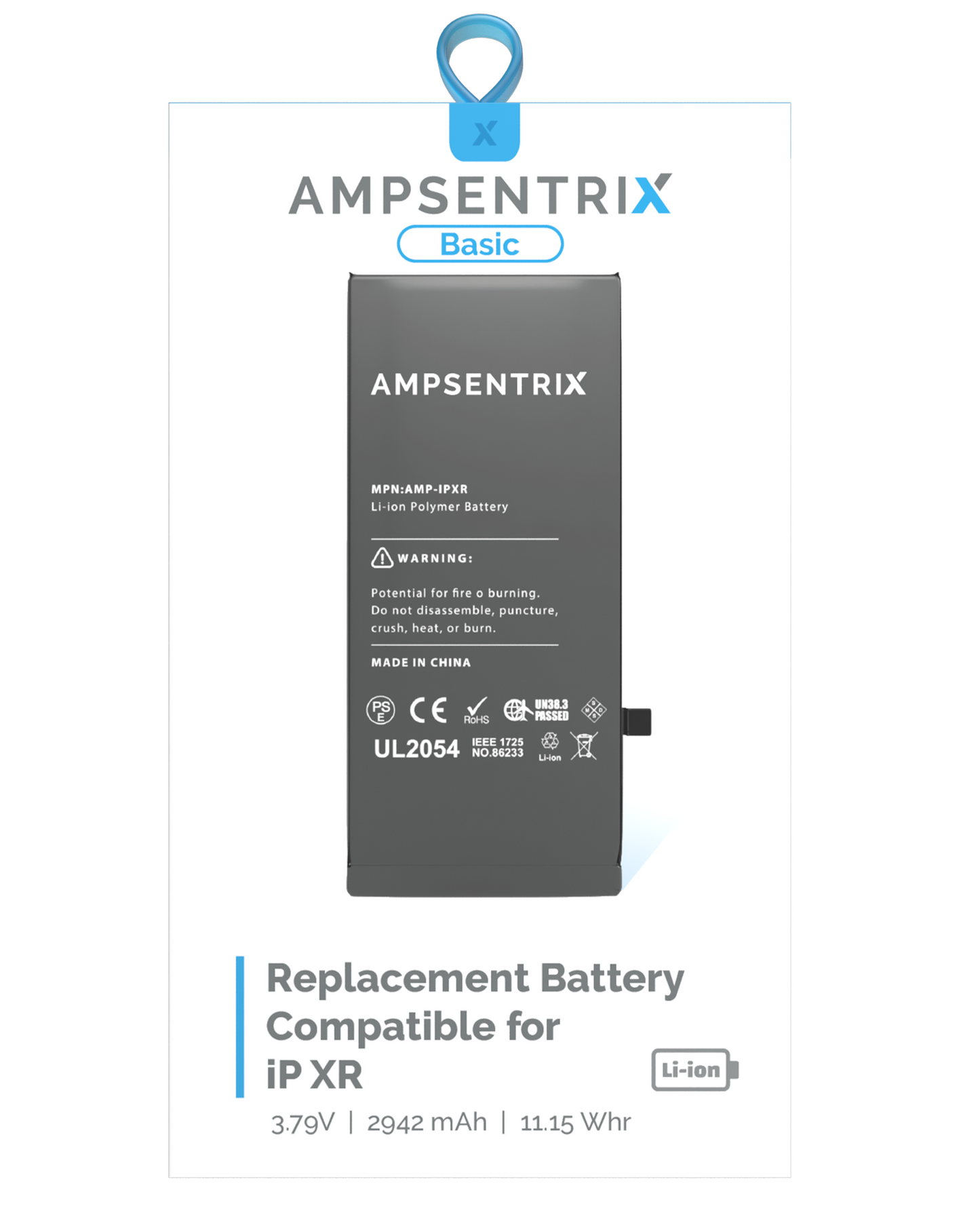 Replacement Battery For iPhone XR (AmpSentrix Basic)