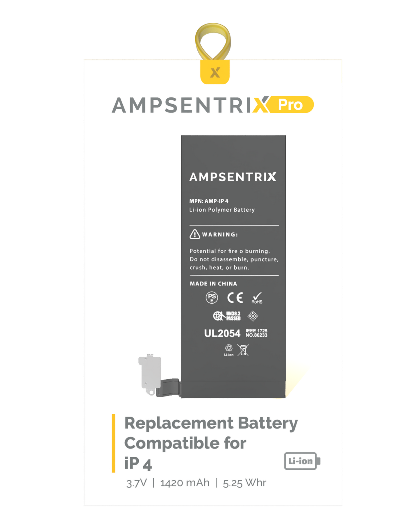 Replacement Battery For iPhone 4 (AmpSentrix Pro)