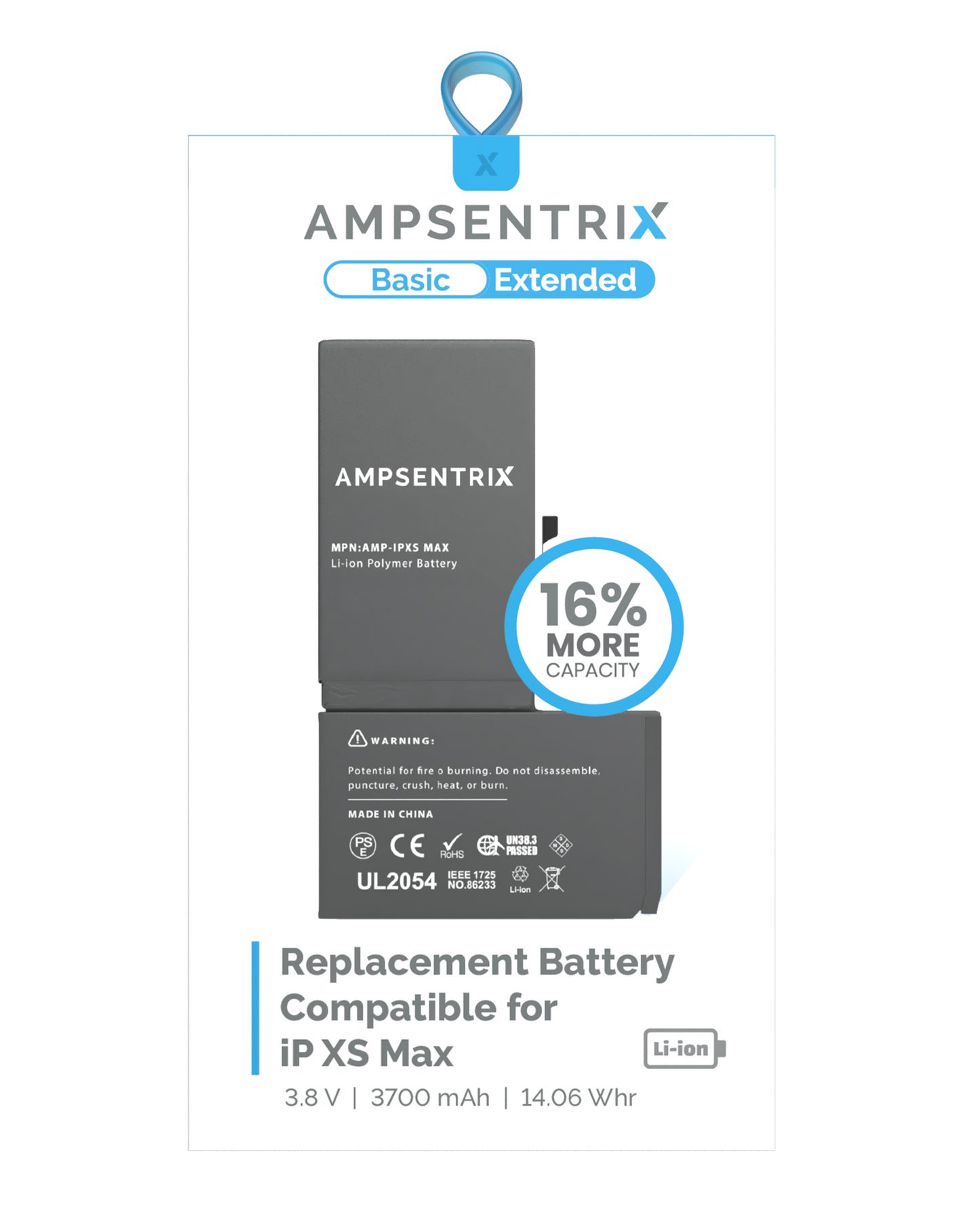 Replacement Battery For iPhone XS Max (AmpSentrix Basic Extended)
