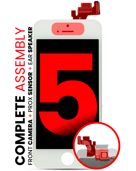 Complete LCD Assembly For iPhone 5 (With Front Camera: Prox Sensor & Ear Speaker) (Aftermarket Plus: Tianma) (White)