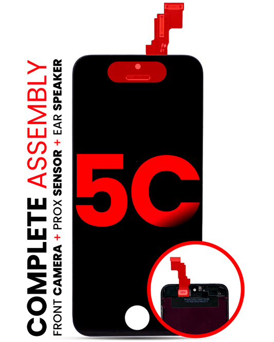 Complete LCD Assembly For iPhone 5C (With Front Camera: Prox Sensor & Ear Speaker) (Aftermarket Plus: Tianma) (Black)