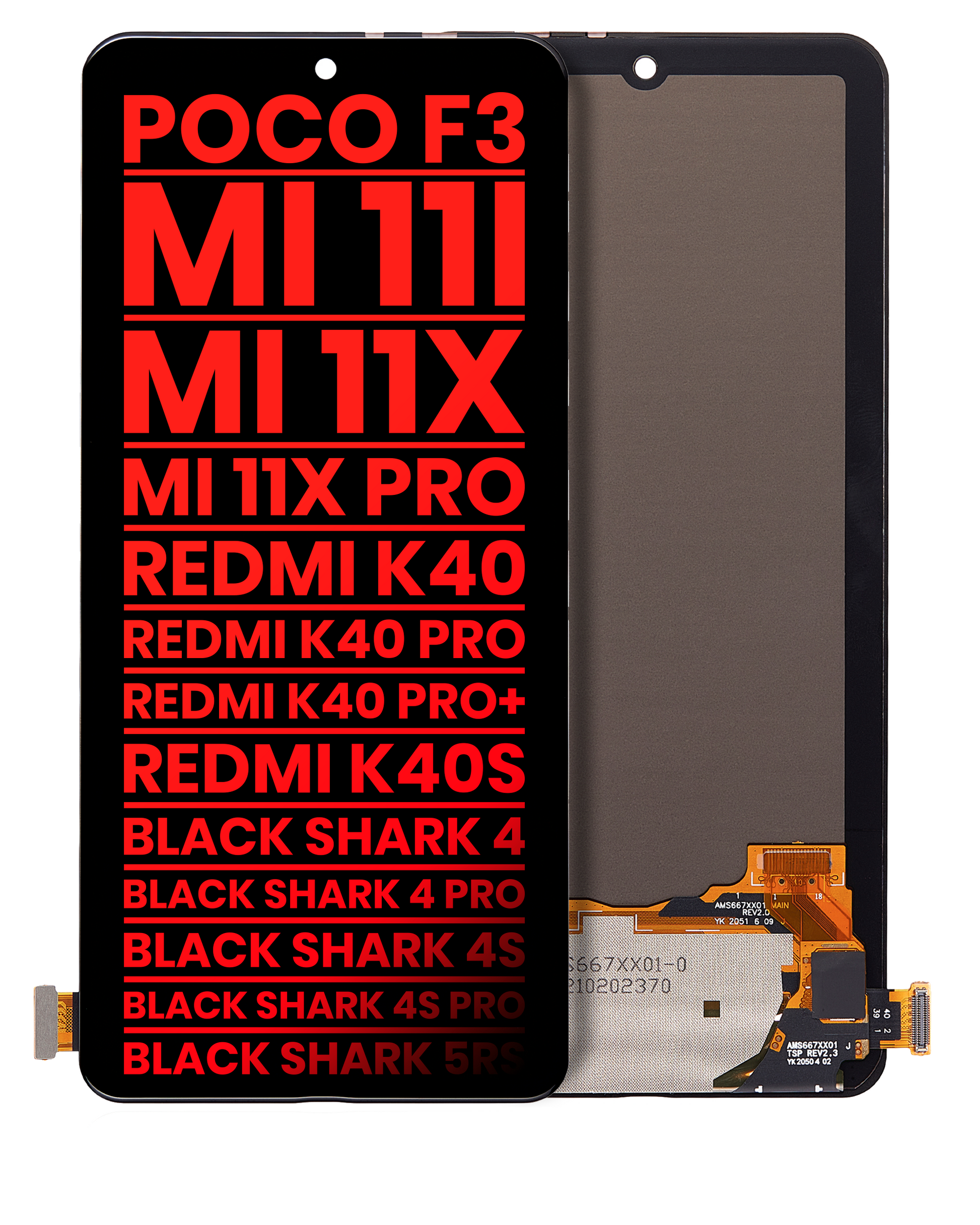 OLED Assembly Without Frame For Xiaomi Poco F3 / Poco F4 / MI 11i / MI 11X / MI 11X Pro / Redmi K40 / K40 Pro / K40 Pro+ / K40S / Shark 4 /4 Pro /4S / - replacement part product image SKU 107082134104 - image 1