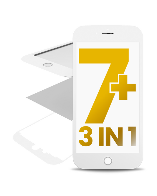 3 in 1 (Glass With OCA Pre-Installed + Frame) For iPhone 7 Plus (OCA Master) (2 Pack) (White)