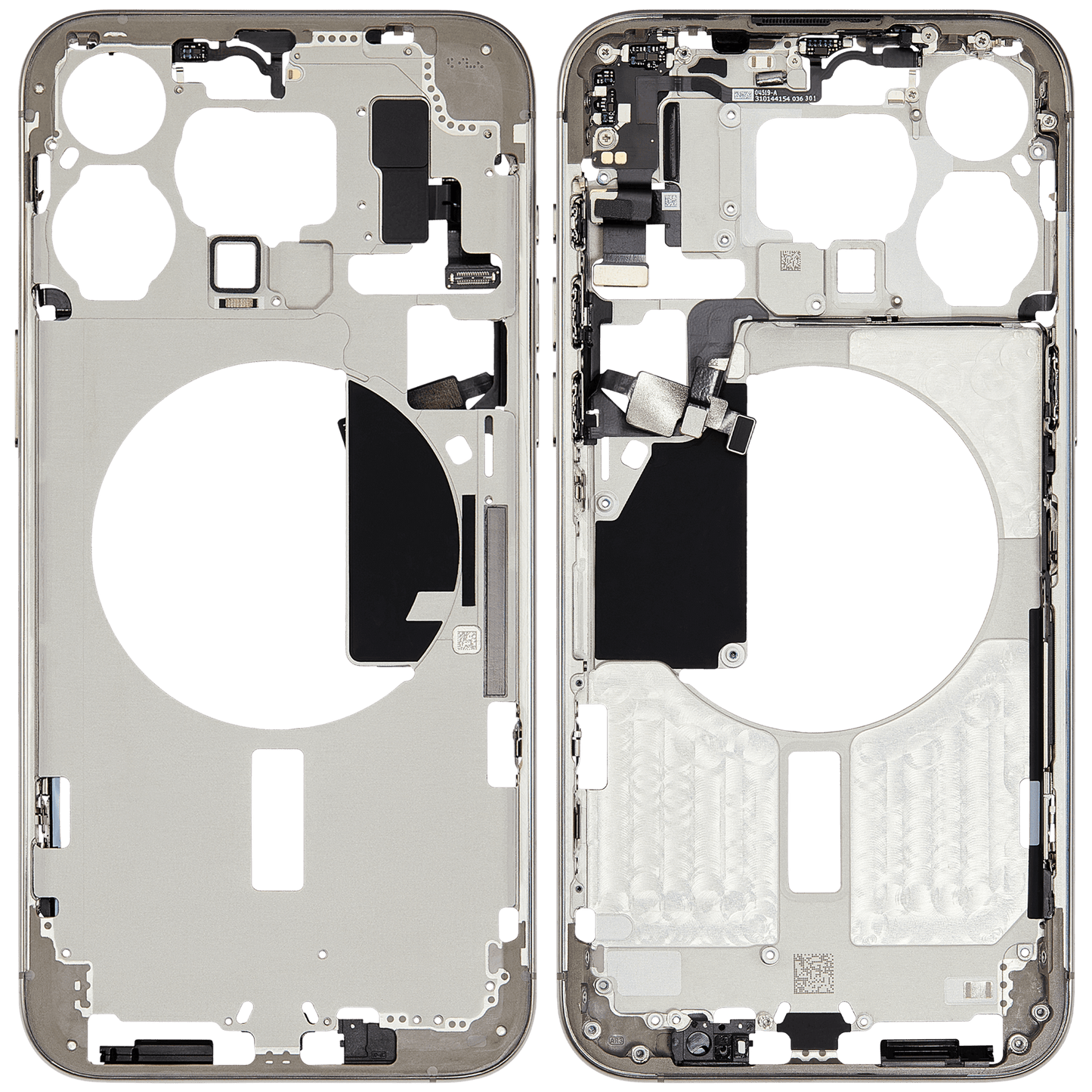 Mid-Frame Housing W/ Small Parts For iPhone 15 Pro Max (EU / Global Version) (Used OEM Pull: Grade A) (Natural Titanium)