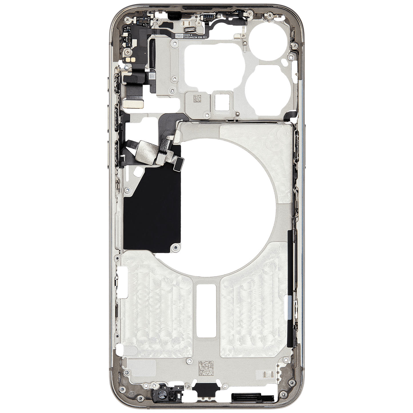 Mid-Frame Housing W/ Small Parts For iPhone 15 Pro Max (EU / Global Version) (Used OEM Pull: Grade A) (Natural Titanium)