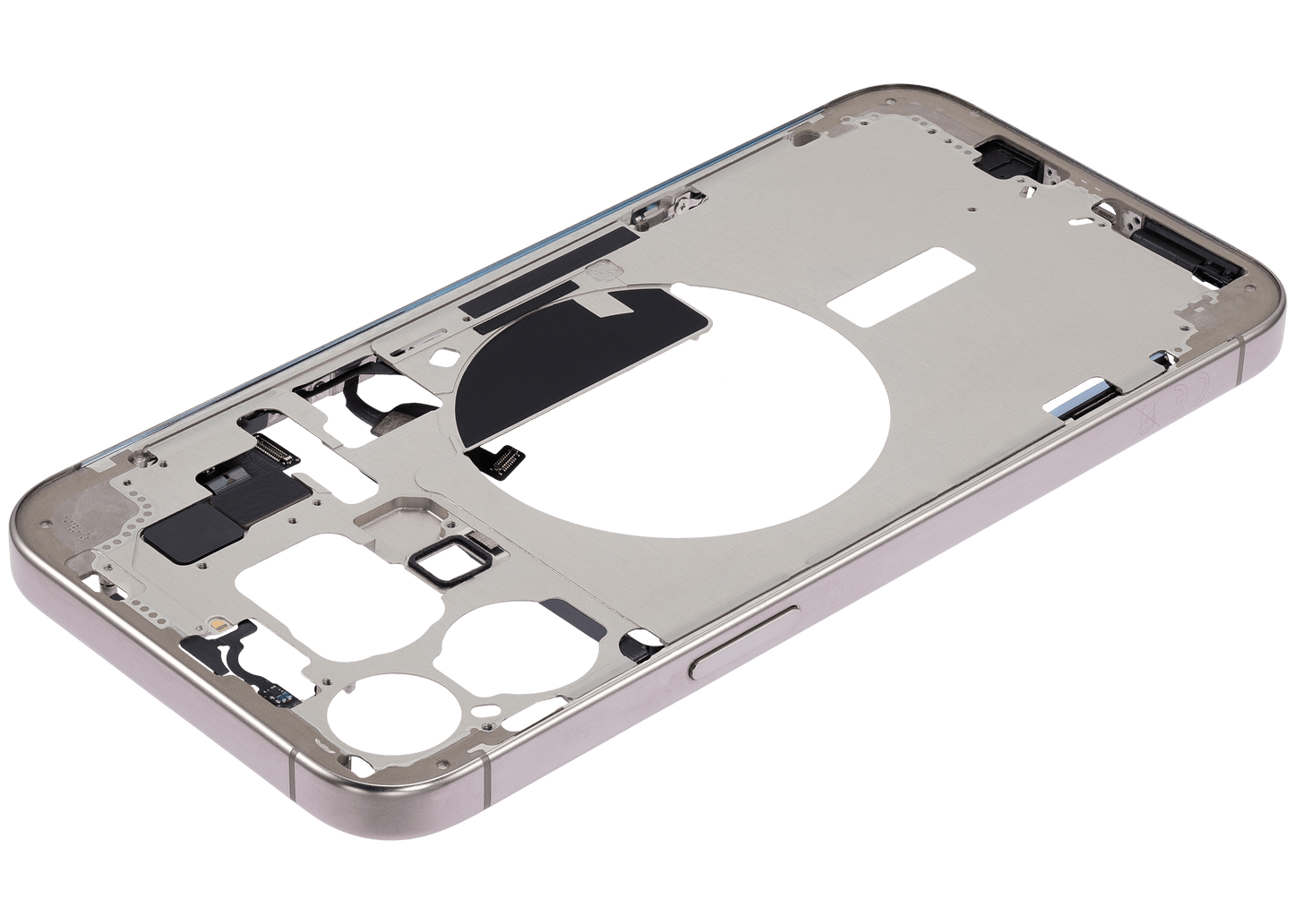 Mid-Frame Housing W/ Small Parts For iPhone 15 Pro Max (EU / Global Version) (Used OEM Pull: Grade A) (Natural Titanium)