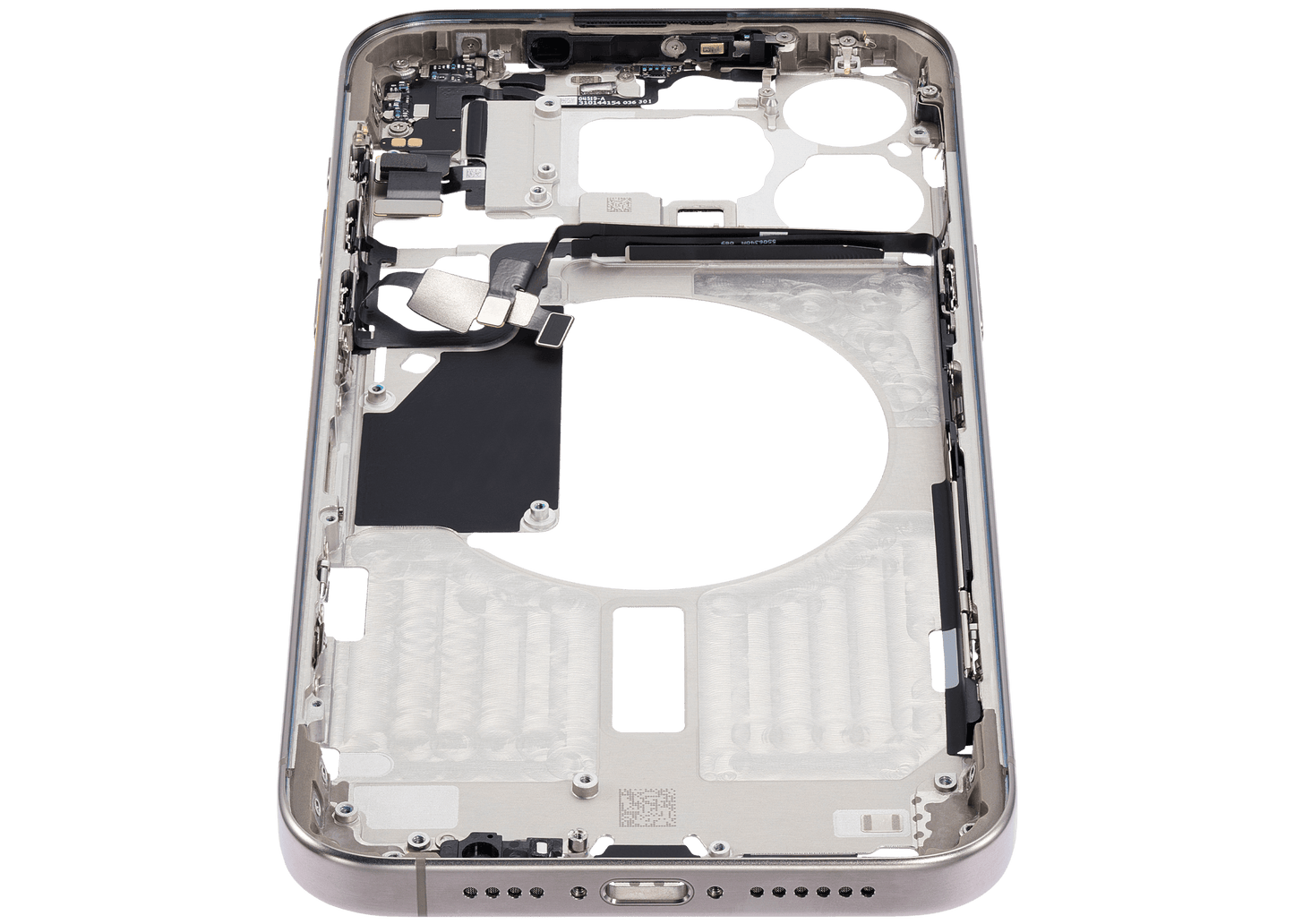 Mid-Frame Housing W/ Small Parts For iPhone 15 Pro Max (EU / Global Version) (Used OEM Pull: Grade A) (Natural Titanium)