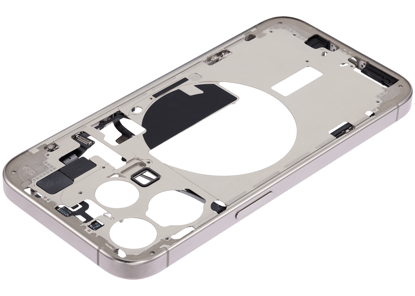Mid-Frame Housing W/ Small Parts For iPhone 15 Pro (EU / Global Version) (Used OEM Pull: Grade A) (Natural Titanium)