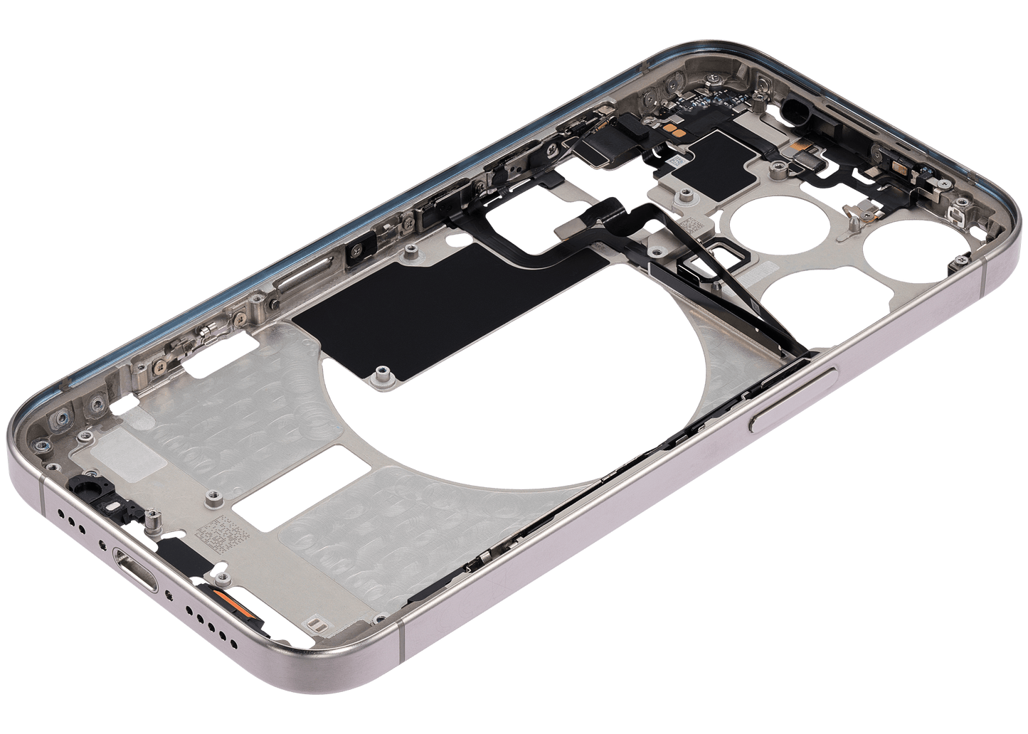 Mid-Frame Housing W/ Small Parts For iPhone 15 Pro (EU / Global Version) (Used OEM Pull: Grade A) (Natural Titanium)
