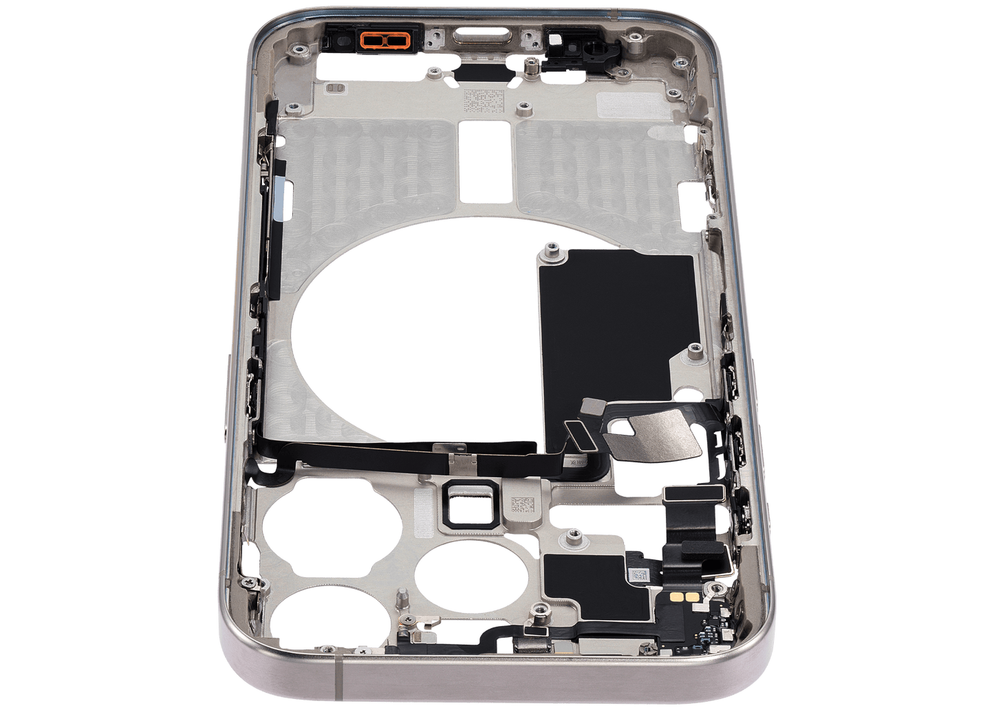 Mid-Frame Housing W/ Small Parts For iPhone 15 Pro (EU / Global Version) (Used OEM Pull: Grade A) (Natural Titanium)