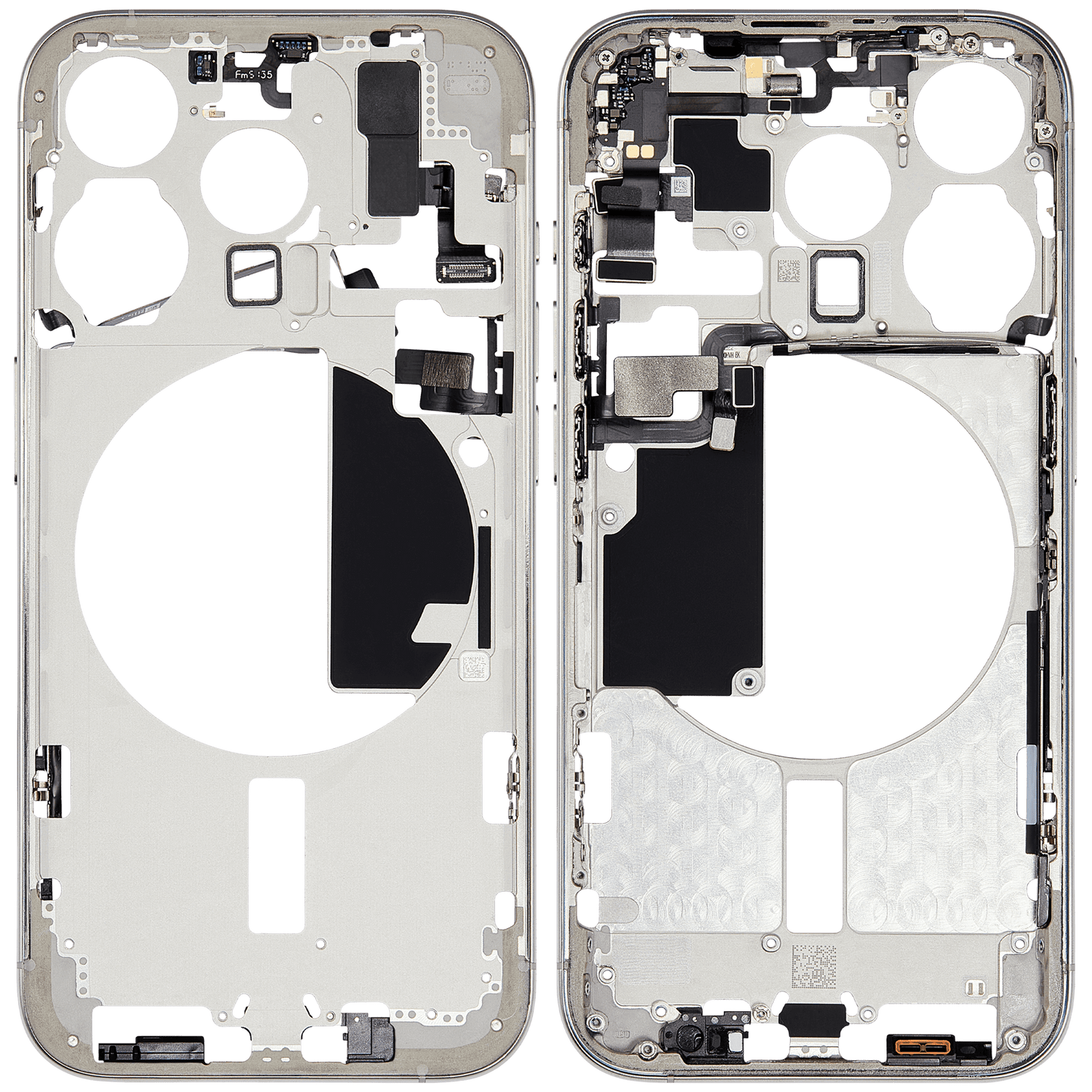 Mid-Frame Housing W/ Small Parts For iPhone 15 Pro (EU / Global Version) (Used OEM Pull: Grade A) (White Titanium)