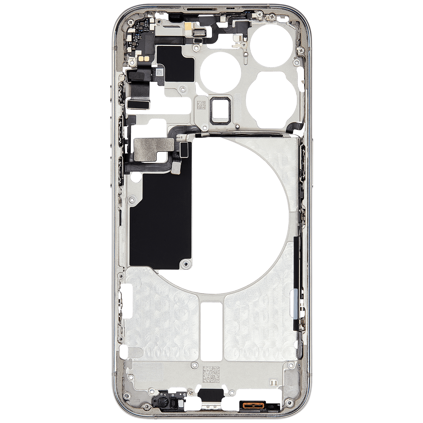Mid-Frame Housing W/ Small Parts For iPhone 15 Pro (EU / Global Version) (Used OEM Pull: Grade A) (White Titanium)