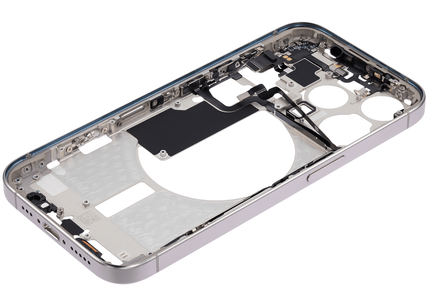 Mid-Frame Housing W/ Small Parts For iPhone 15 Pro (EU / Global Version) (Used OEM Pull: Grade A) (White Titanium)
