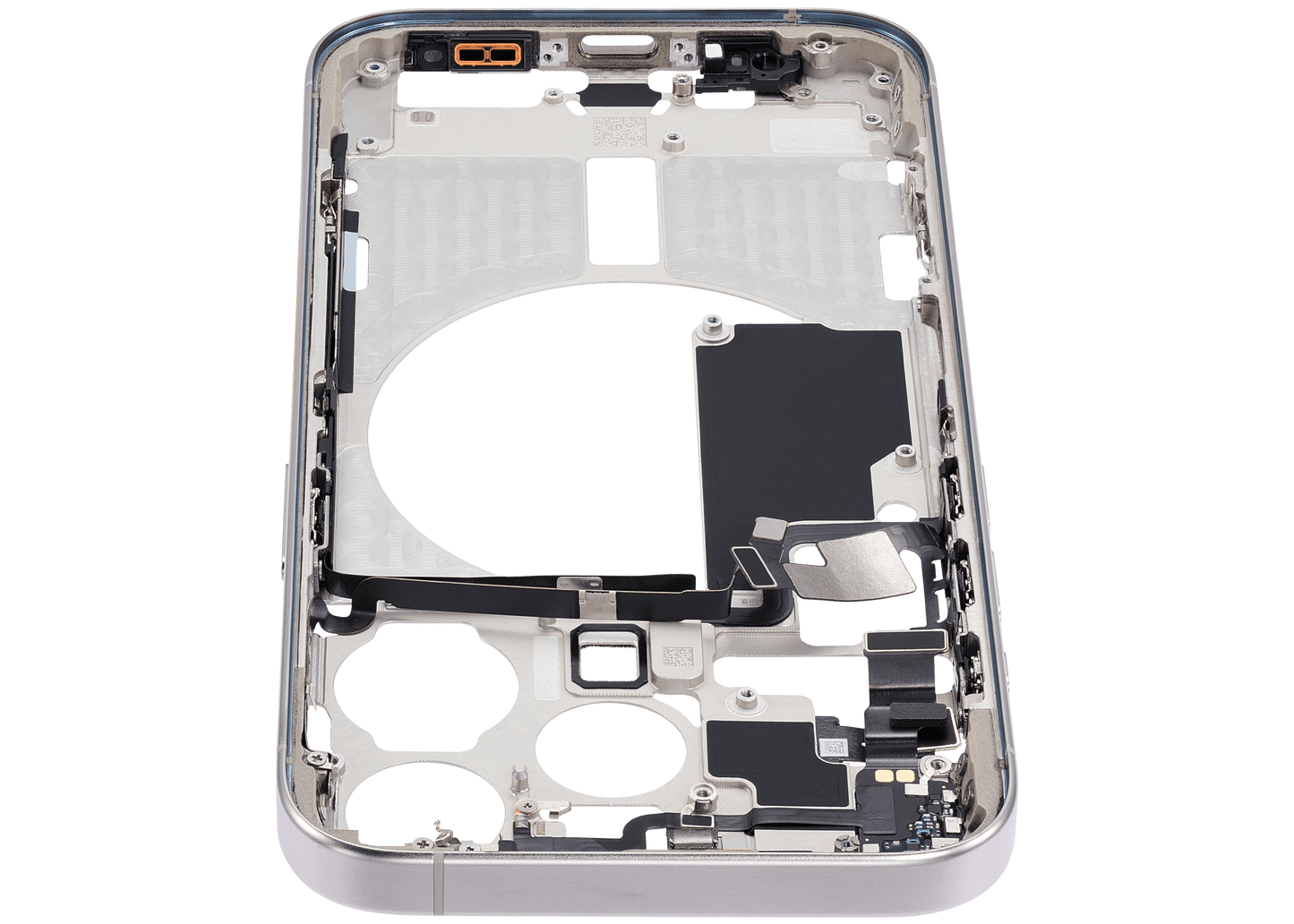Mid-Frame Housing W/ Small Parts For iPhone 15 Pro (EU / Global Version) (Used OEM Pull: Grade A) (White Titanium)