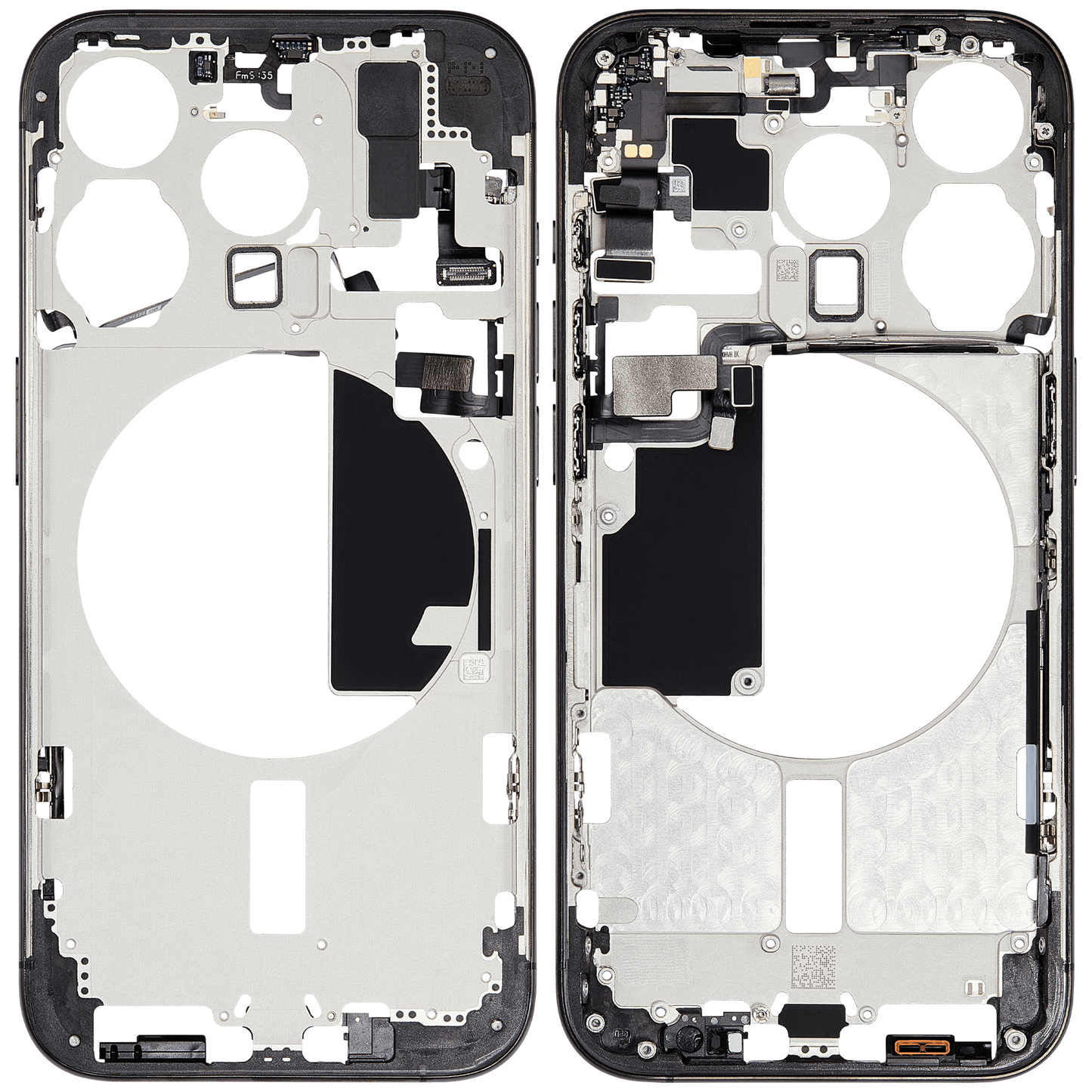 Mid-Frame Housing W/ Small Parts For iPhone 15 Pro (EU / Global Version) (Used OEM Pull: Grade A) (Black Titanium)