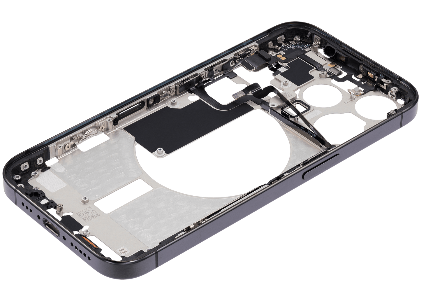 Mid-Frame Housing W/ Small Parts For iPhone 15 Pro (EU / Global Version) (Used OEM Pull: Grade A) (Black Titanium)