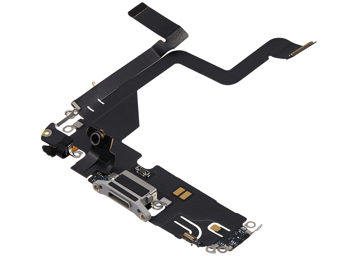 Charging Port Flex Cable For iPhone 14 Pro (Used OEM Pull) (Silver)