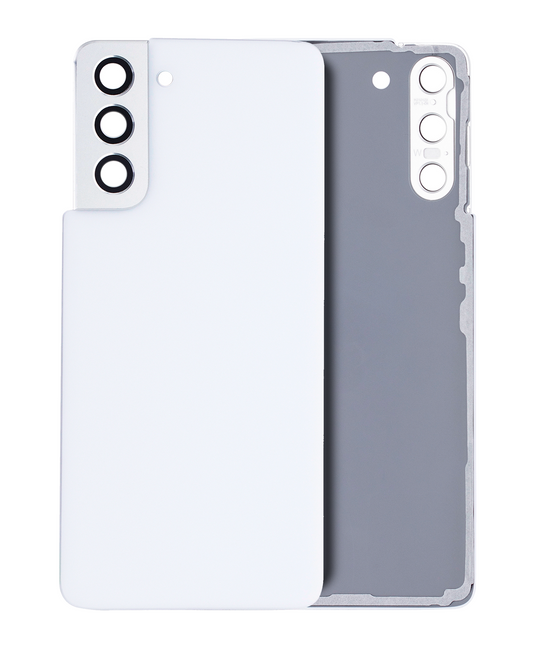 Back Cover Glass With Camera Lens For Samsung Galaxy S21 5G (No Logo) (Aftermarket Plus) (Phantom White)