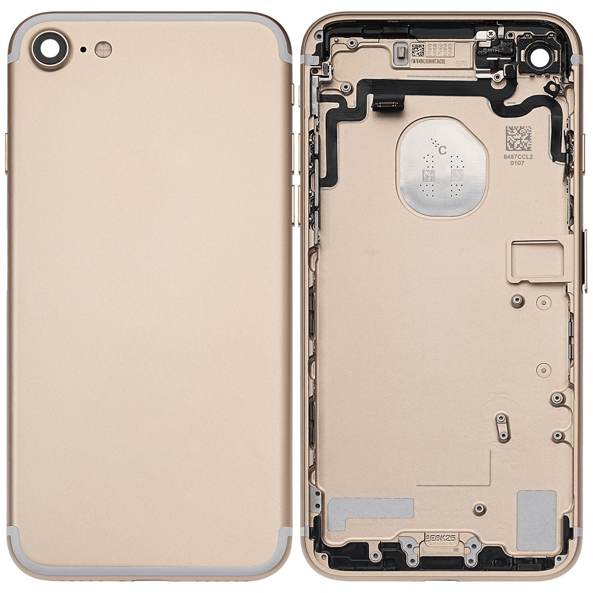 Back Housing W/ Small Components Pre-Installed For iPhone 7 (Used OEM Pull: Grade A) (Gold)