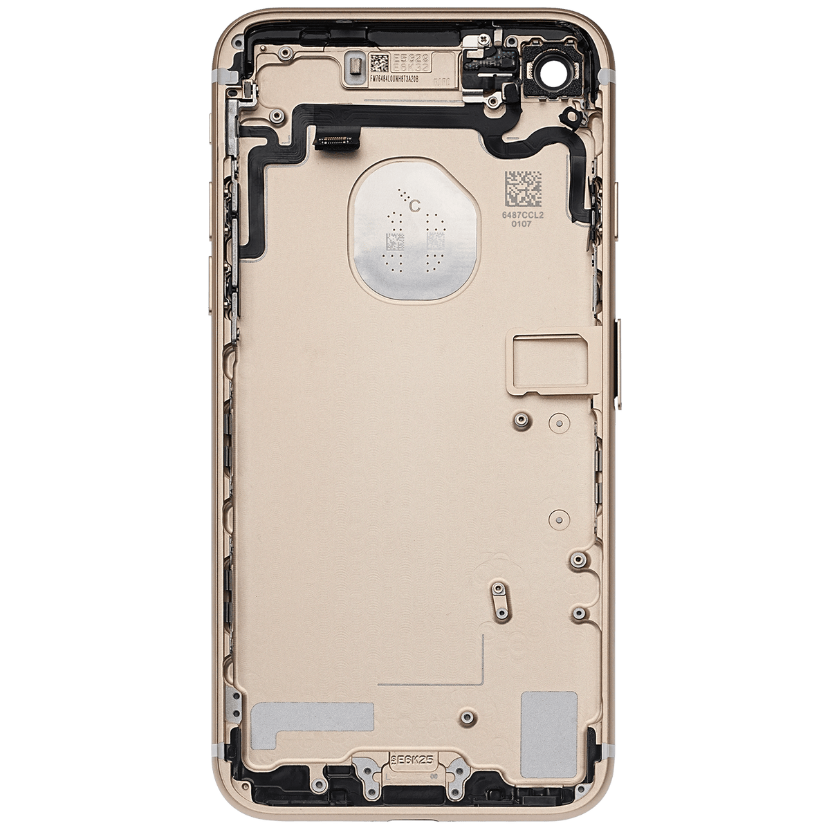 Back Housing W/ Small Components Pre-Installed For iPhone 7 (Used OEM Pull: Grade A) (Gold)