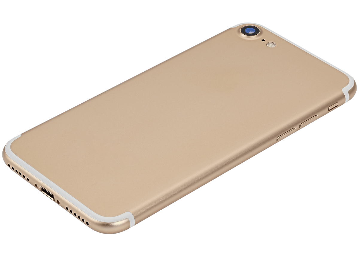 Back Housing W/ Small Components Pre-Installed For iPhone 7 (Used OEM Pull: Grade A) (Gold)