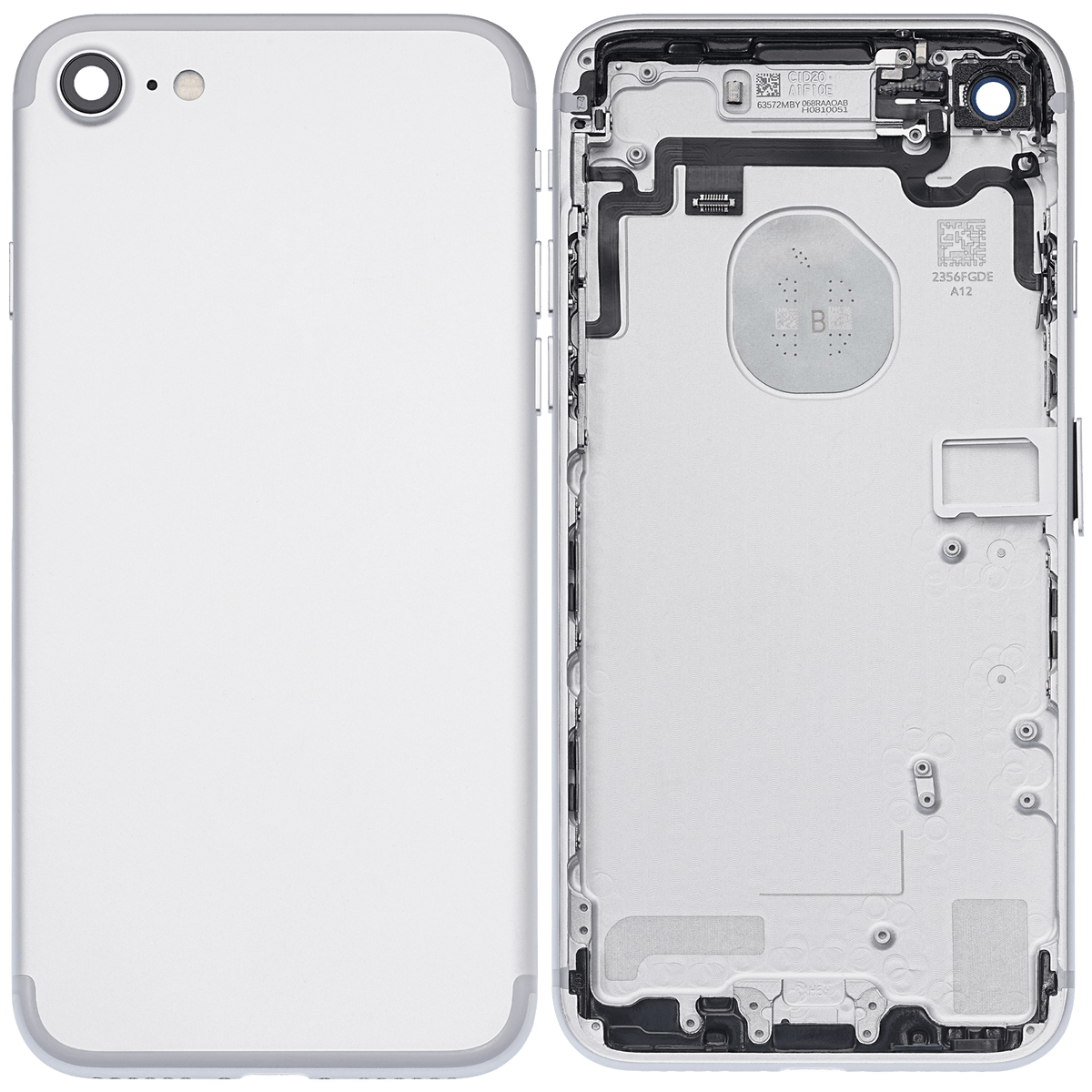 Back Housing W/ Small Parts For iPhone 7 (Used OEM Pull: Grade A) (Silver)