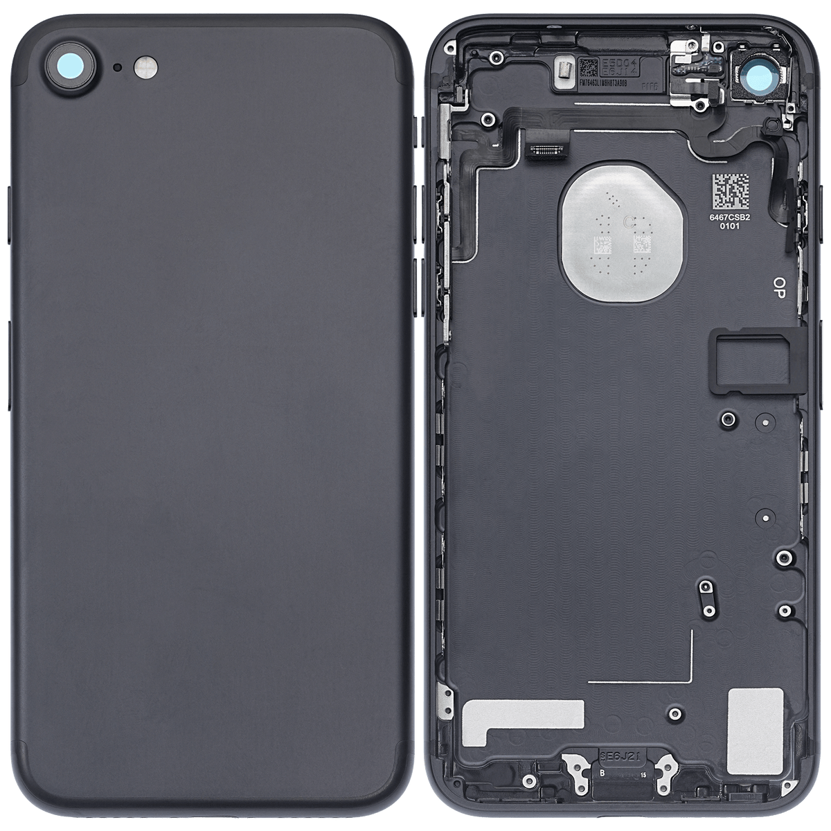Back Housing W/ Small Parts For iPhone 7 (Used OEM Pull: Grade A) (Matte Black)