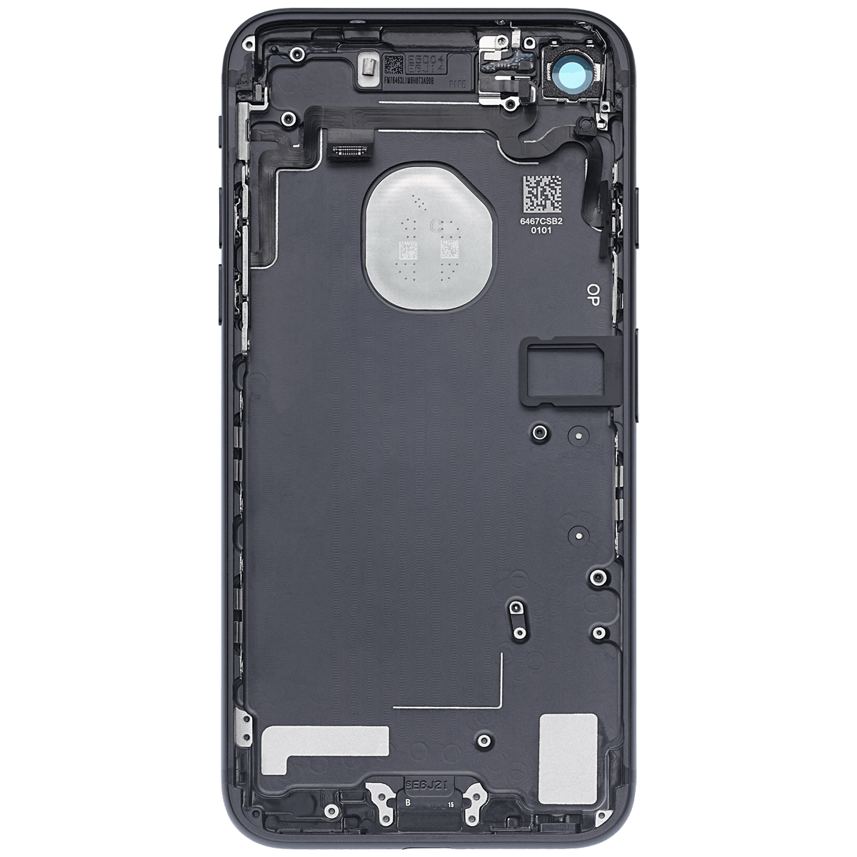 Back Housing W/ Small Parts For iPhone 7 (Used OEM Pull: Grade A) (Matte Black)