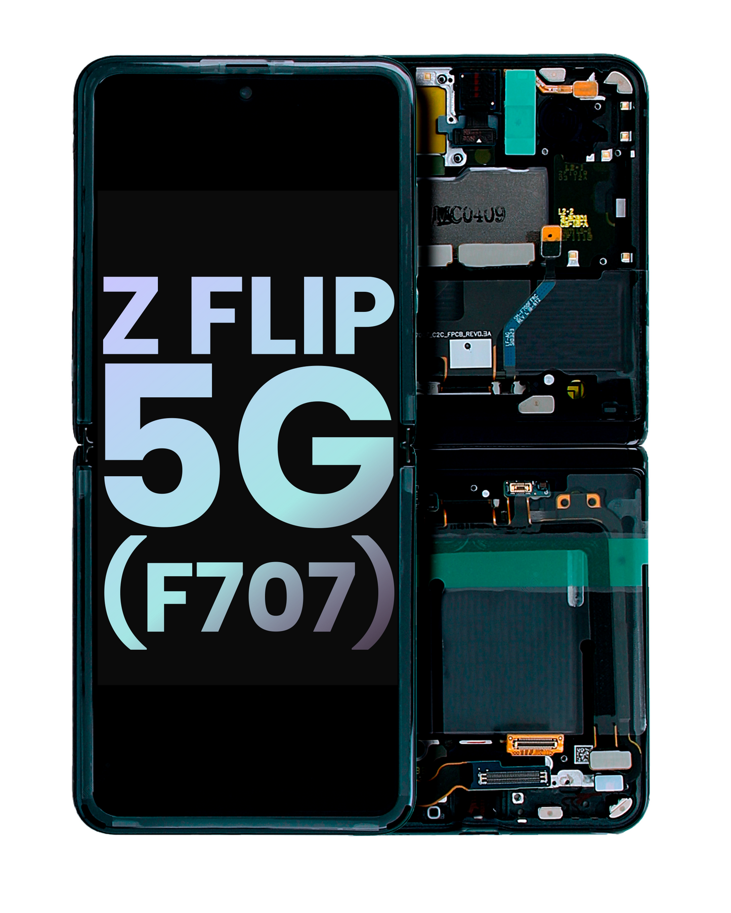 Inner OLED Assembly With Frame For Samsung Galaxy Z Flip 5G (F707) (Service Pack) (Mystic Gray) - Main View
