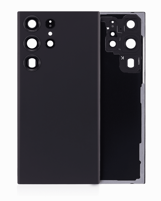 Back Cover Glass With Camera Lens For Samsung Galaxy S23 Ultra 5G (No Logo) (Aftermarket Plus) (Phantom Black)
