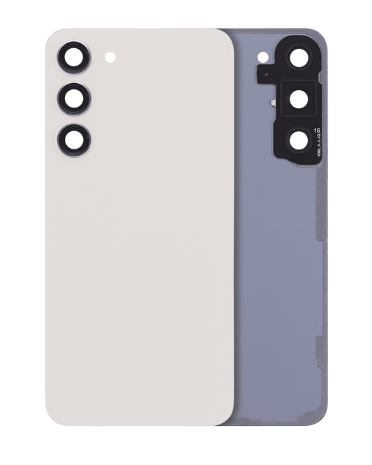 Back Cover Glass With Camera Lens For Samsung Galaxy S23 Plus 5G (No Logo) (Aftermarket Plus) (Cream)