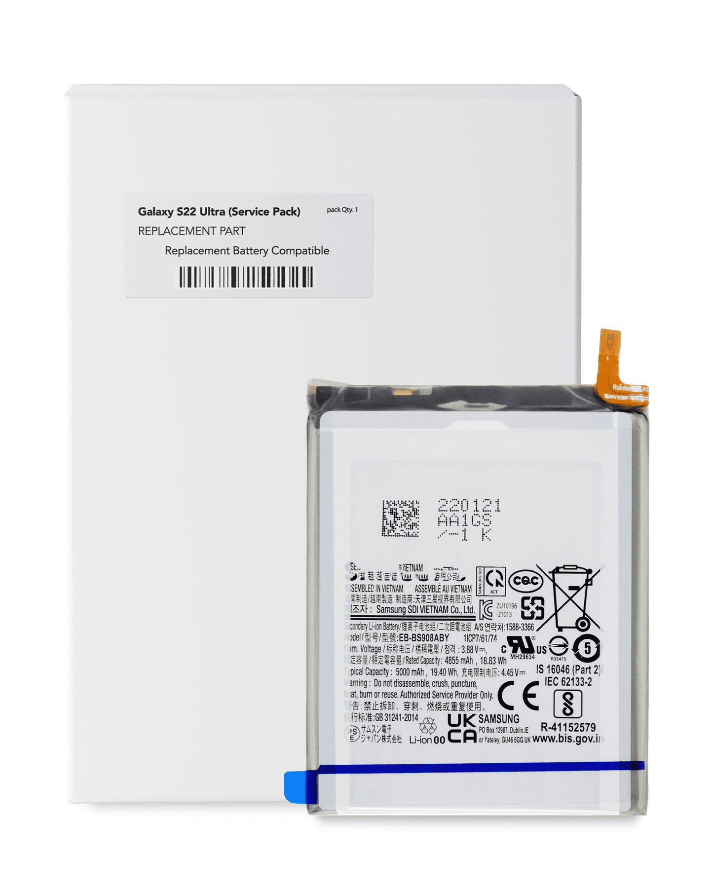 Replacement Battery For Samsung Galaxy S22 Ultra 5G (EB-BS908ABY) (Service Pack)