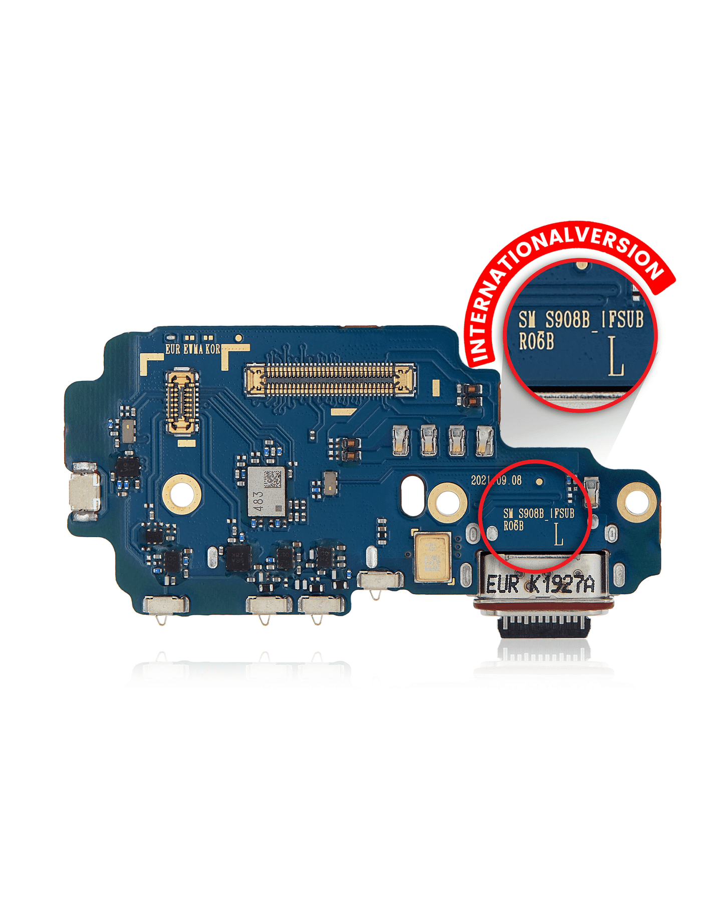 Charging Port Board With Sim Card Reader For Samsung Galaxy S22 Ultra 5G (S908B/N) (International Version) (Premium)
