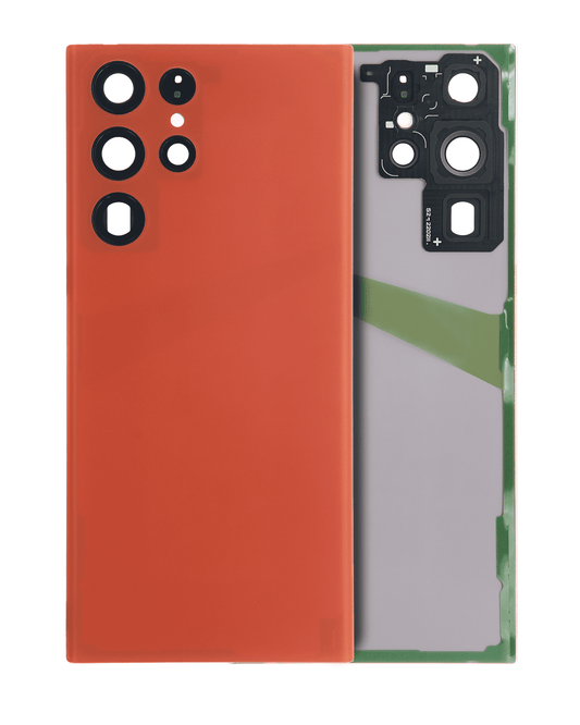 Back Cover Glass With Camera Lens For Samsung Galaxy S22 Ultra 5G (No Logo) (Aftermarket Plus) (Red)