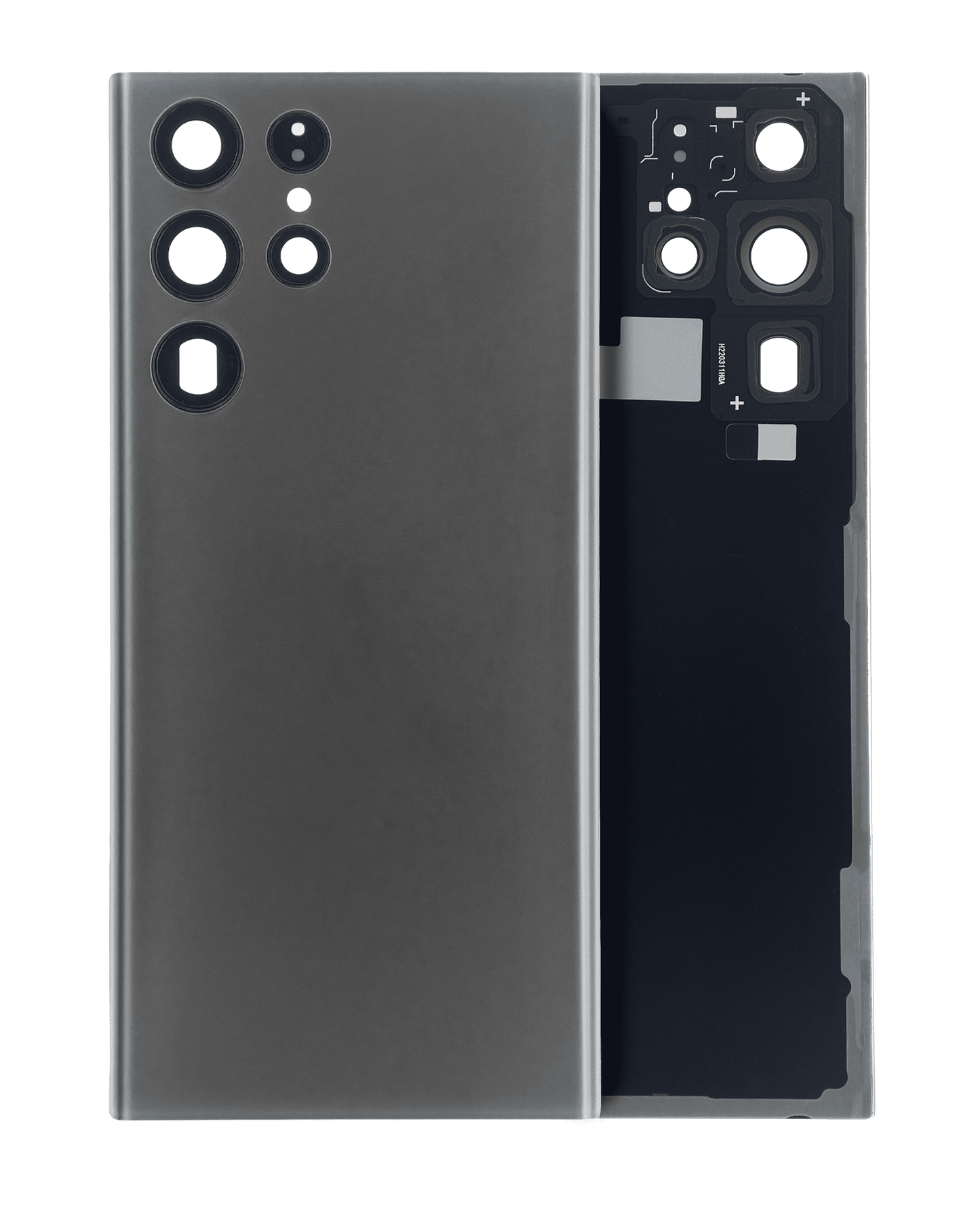 Back Cover Glass With Camera Lens For Samsung Galaxy S22 Ultra 5G (No Logo) (Aftermarket Plus) (Graphite)