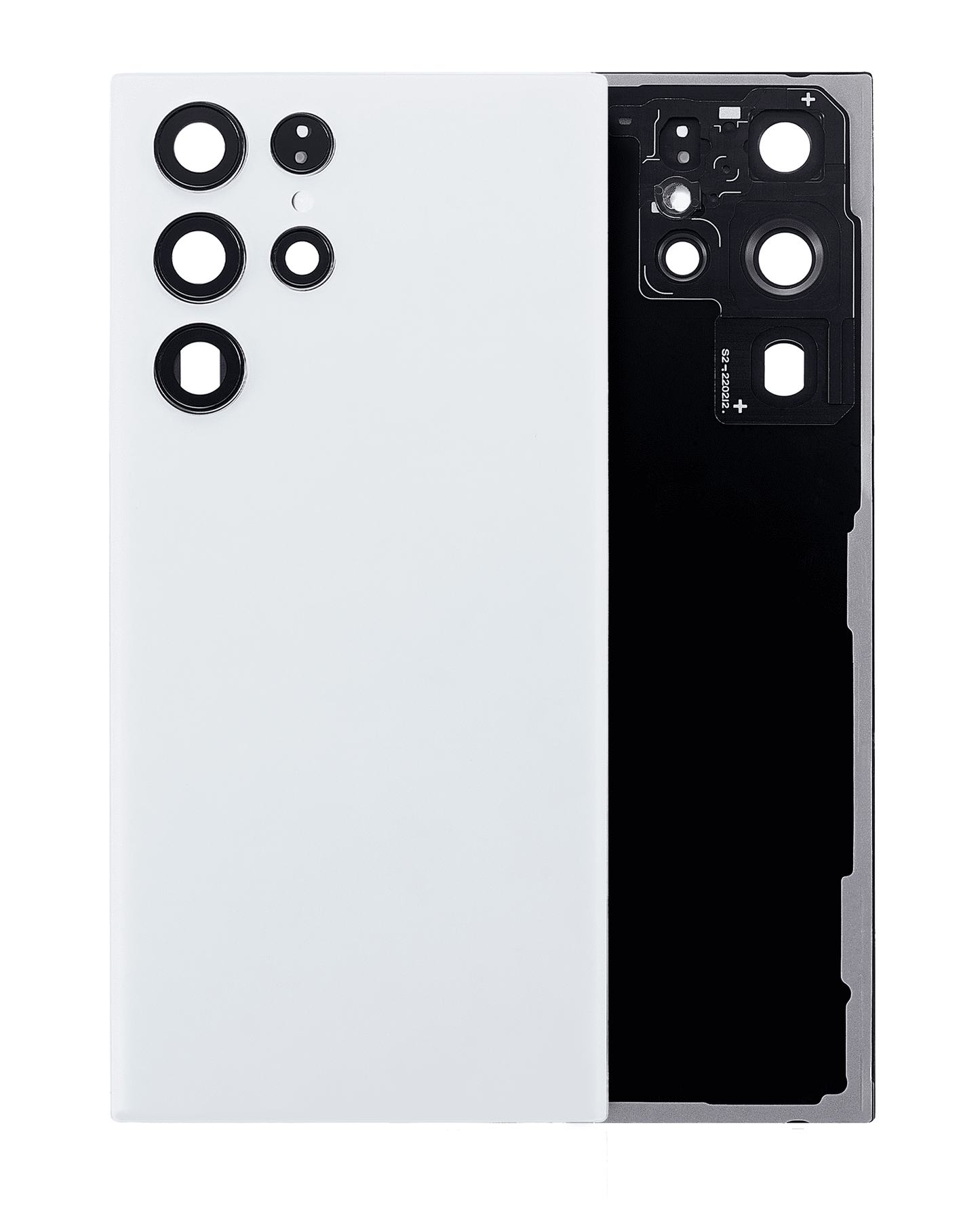 Back Cover Glass With Camera Lens For Samsung Galaxy S22 Ultra 5G (No Logo) (Aftermarket Plus) (White)